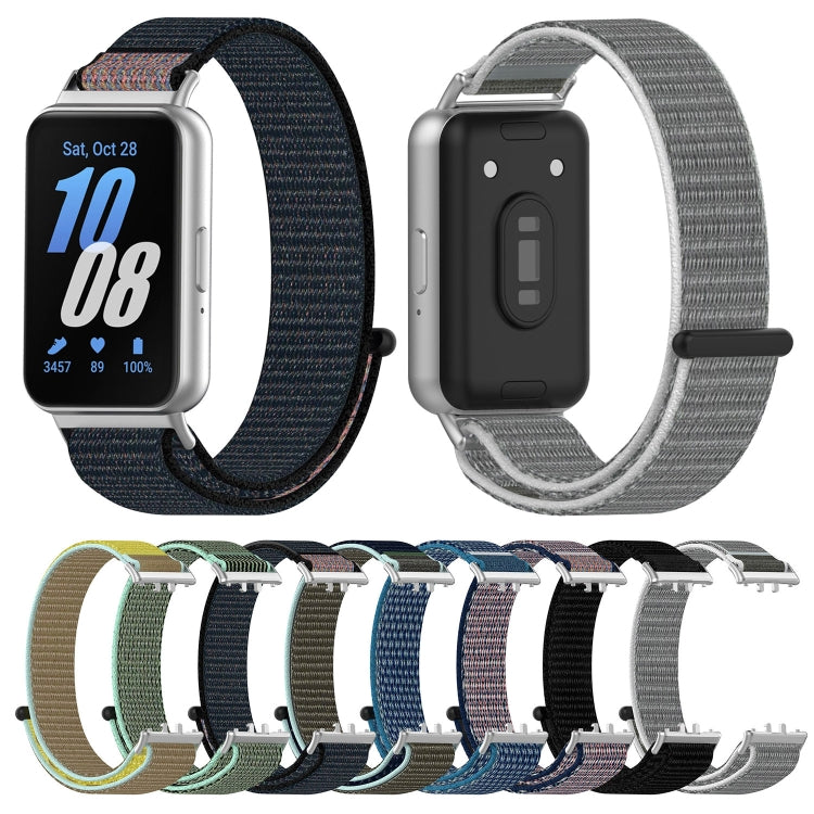 For Samsung Galaxy Fit 3 Nylon Loop Hook and Loop Fastener Watch Band(Ocean Blue)