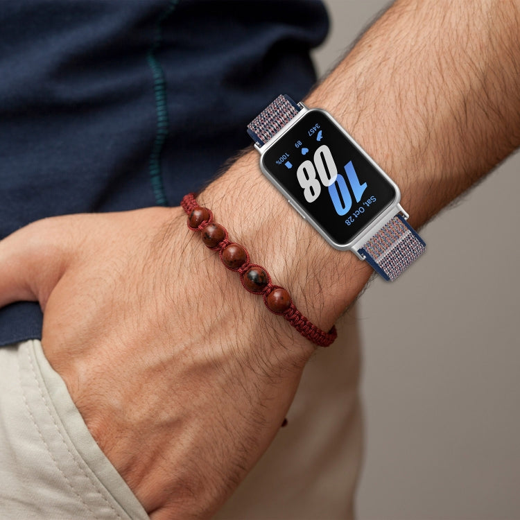 For Samsung Galaxy Fit 3 Nylon Loop Hook and Loop Fastener Watch Band(Ocean Blue)