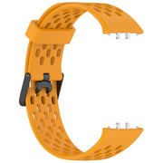 For Samsung Galaxy Fit 3 Hole Style Dual Buckle Silicone Watch Band(Yellow)