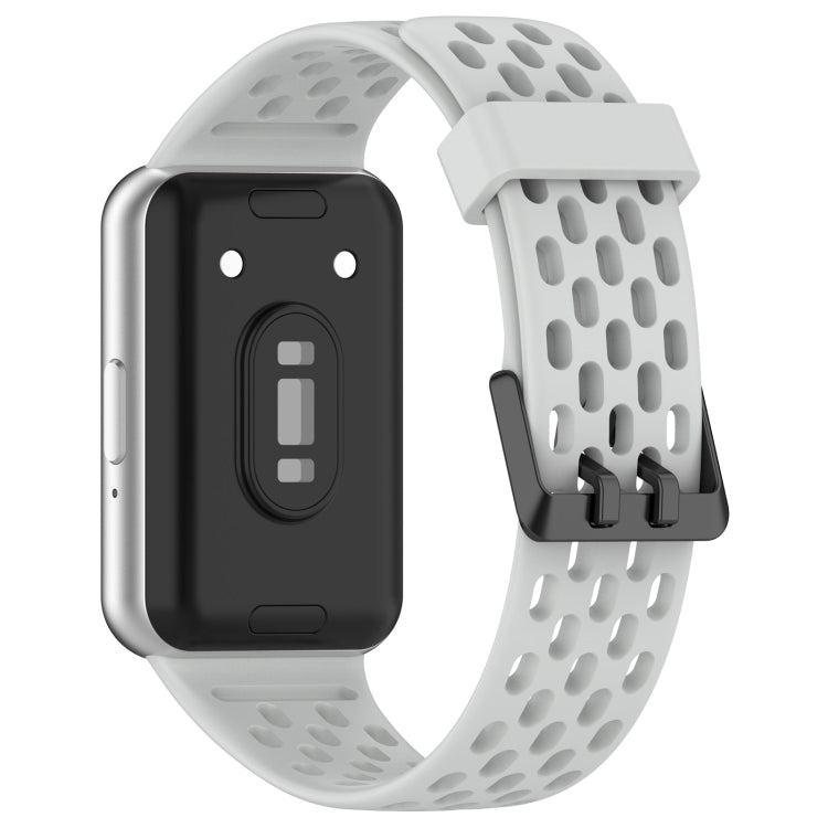 For Samsung Galaxy Fit 3 Hole Style Dual Buckle Silicone Watch Band(Light Grey)