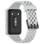 For Samsung Galaxy Fit 3 Hole Style Dual Buckle Silicone Watch Band(Light Grey)