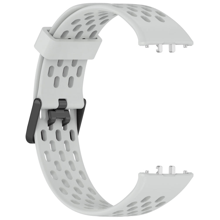For Samsung Galaxy Fit 3 Hole Style Dual Buckle Silicone Watch Band(Light Grey)