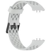 For Samsung Galaxy Fit 3 Hole Style Dual Buckle Silicone Watch Band(Light Grey)