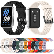 For Samsung Galaxy Fit 3 Hole Style Dual Buckle Silicone Watch Band(Blue)