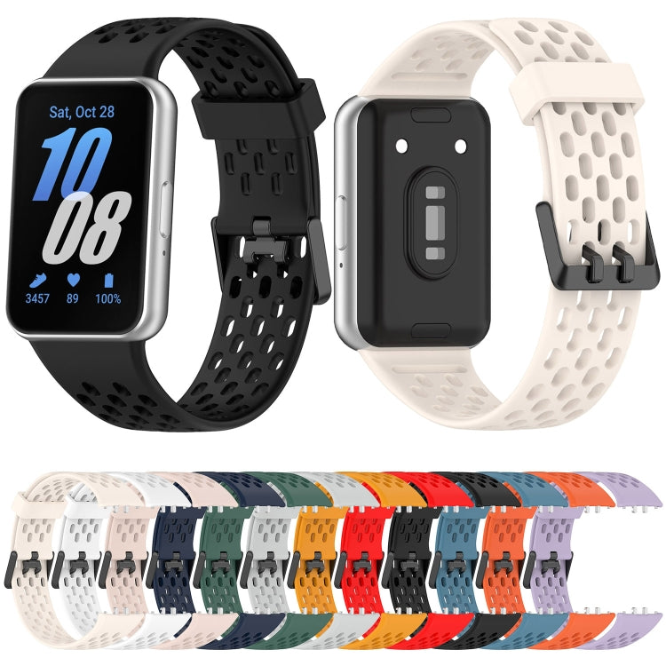 For Samsung Galaxy Fit 3 Hole Style Dual Buckle Silicone Watch Band(Starlight)