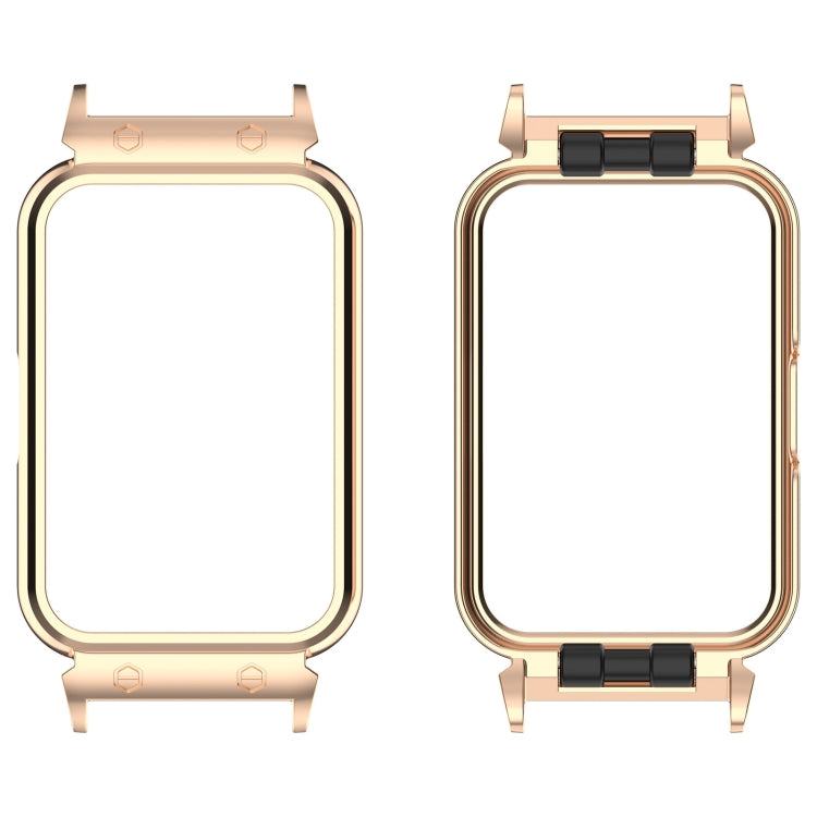 For Samsung Galaxy Fit 3 18mm Metal Frame Watch Protective Case(Rose Gold)