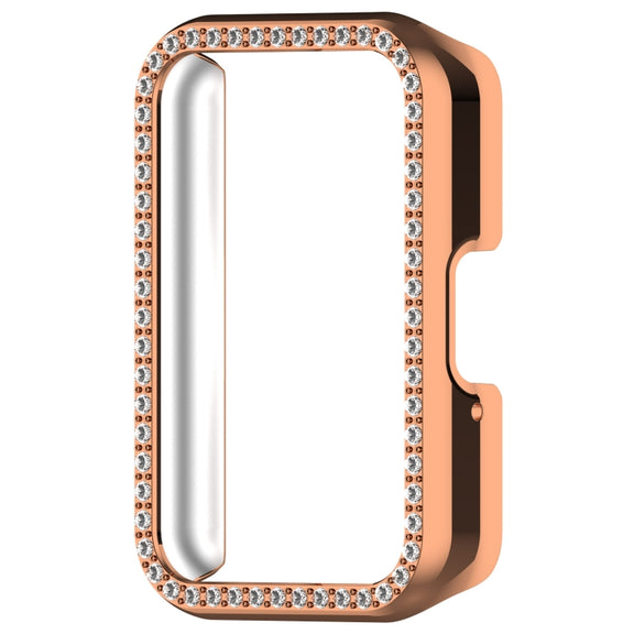For Samsung Galaxy Fit 3 Diamond Half Pack Hollow PC Watch Protective Case(Rose Gold)