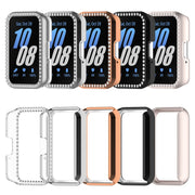 For Samsung Galaxy Fit 3 Diamond Half Pack Hollow PC Watch Protective Case(Rose Gold)
