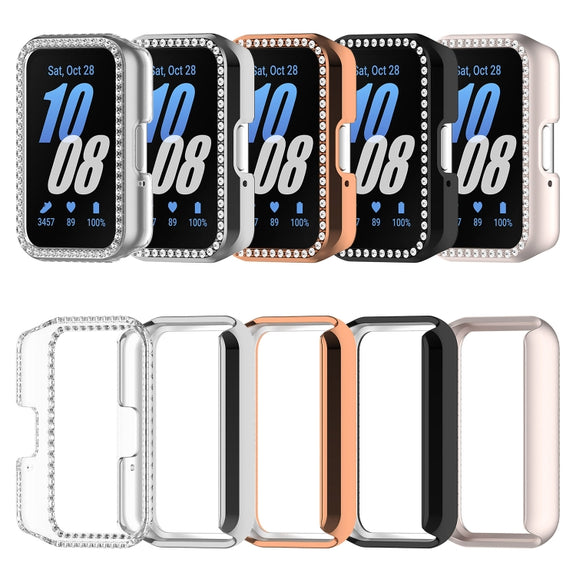 For Samsung Galaxy Fit 3 Diamond Half Pack Hollow PC Watch Protective Case(Starlight)