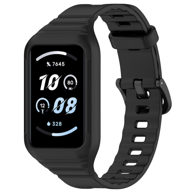 For Honor Band 9 Armor Integrated Silicone Watch Band(Black)