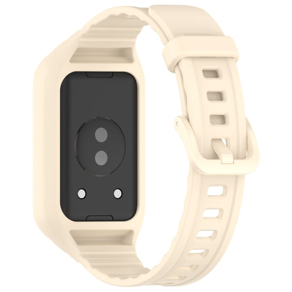For Honor Band 10 / 9 Armor Integrated Silicone Watch Band(Creamy White)
