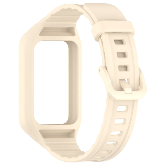 For Honor Band 10 / 9 Armor Integrated Silicone Watch Band(Creamy White)
