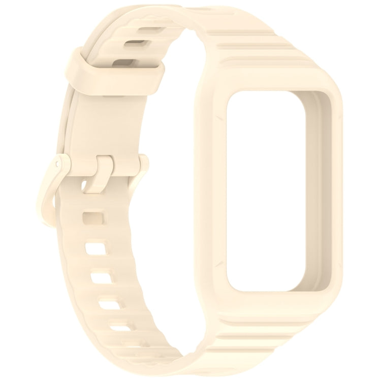 For Honor Band 10 / 9 Armor Integrated Silicone Watch Band(Creamy White)