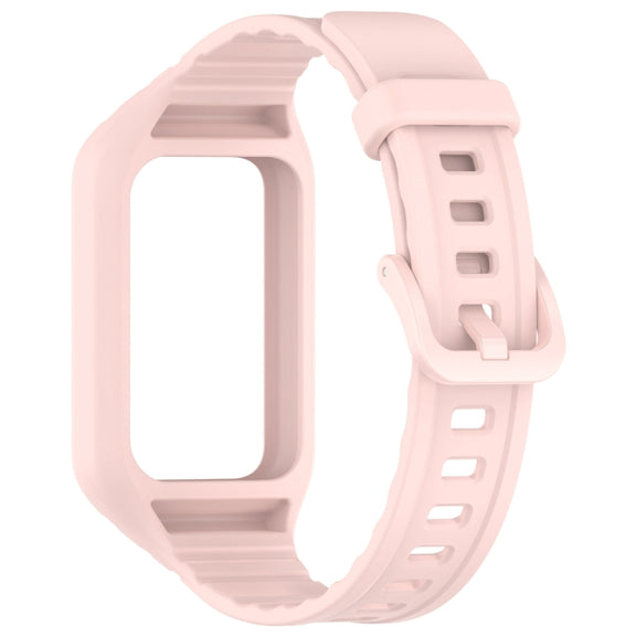 For Honor Band 9 Armor Integrated Silicone Watch Band(Light Pink)