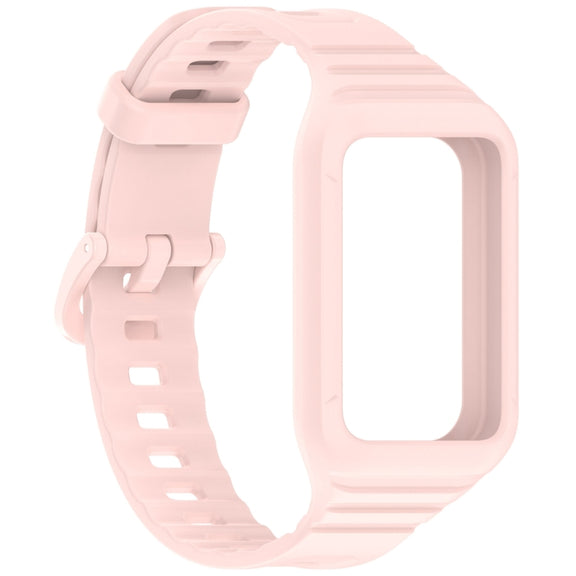 For Honor Band 9 Armor Integrated Silicone Watch Band(Light Pink)
