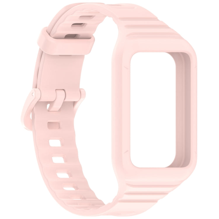 For Honor Band 9 Armor Integrated Silicone Watch Band(Light Pink)