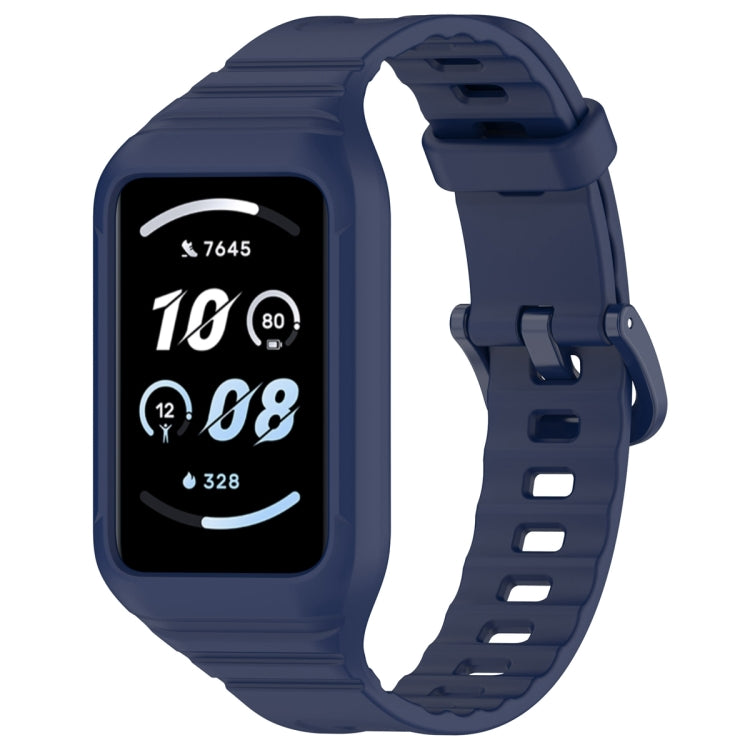 For Honor Band 9 Armor Integrated Silicone Watch Band(Midnight Blue)