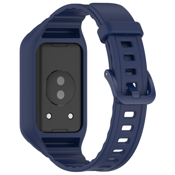 For Honor Band 9 Armor Integrated Silicone Watch Band(Midnight Blue)
