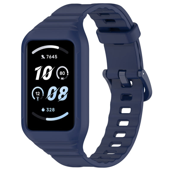 For Honor Band 9 Armor Integrated Silicone Watch Band(Midnight Blue)