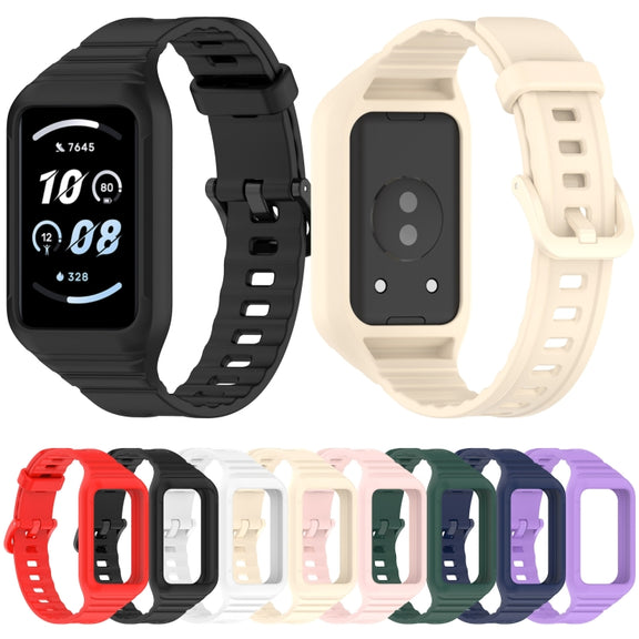 For Honor Band 9 Armor Integrated Silicone Watch Band(Light Pink)