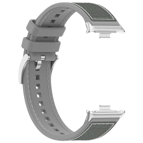 For Xiaomi Mi Band 8 Pro / Redmi Watch 4 Official Buckle Hybrid Nylon Braid Silicone Watch Band(Grey)