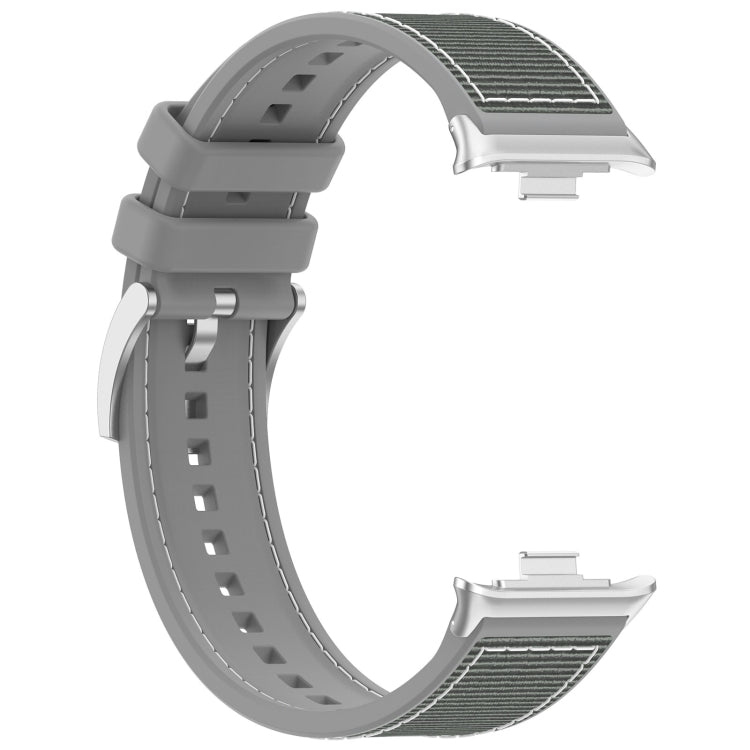 For Xiaomi Mi Band 8 Pro / Redmi Watch 4 Official Buckle Hybrid Nylon Braid Silicone Watch Band(Grey)