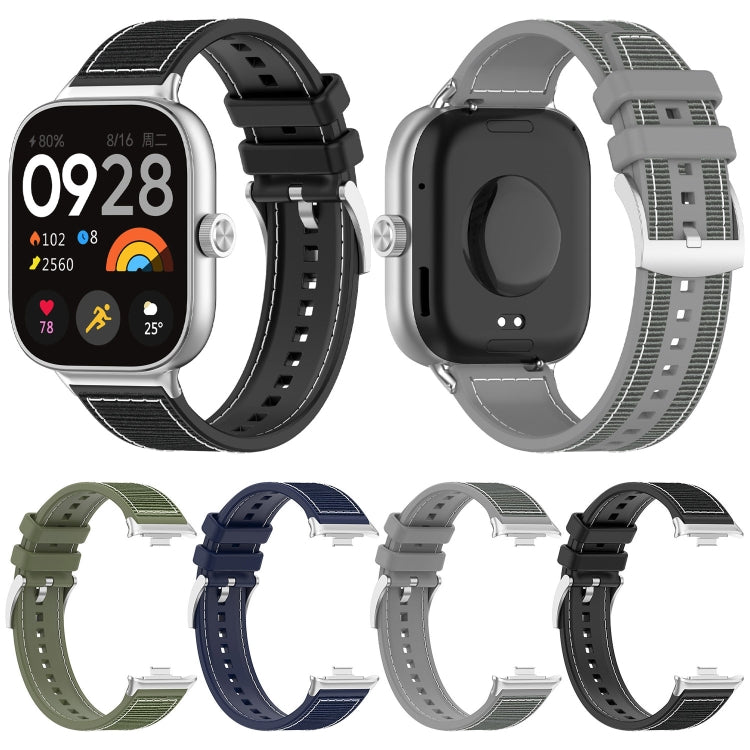 For Xiaomi Mi Band 8 Pro / Redmi Watch 4 Official Buckle Hybrid Nylon Braid Silicone Watch Band(Grey)