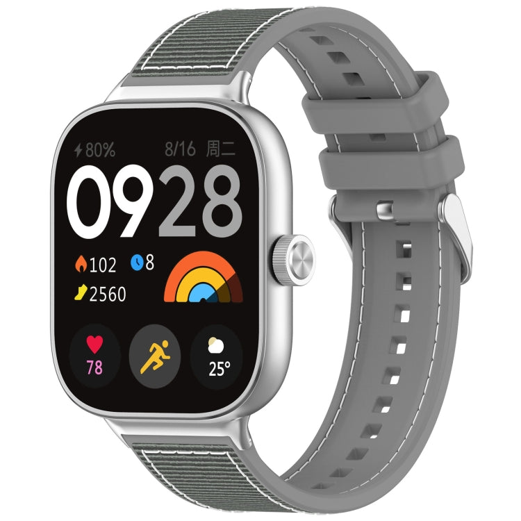 For Xiaomi Mi Band 8 Pro / Redmi Watch 4 Ordinary Buckle Hybrid Nylon Braid Silicone Watch Band(Grey)