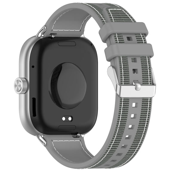 For Xiaomi Mi Band 8 Pro / Redmi Watch 4 Ordinary Buckle Hybrid Nylon Braid Silicone Watch Band(Grey)