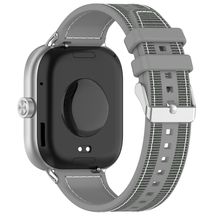 For Xiaomi Mi Band 8 Pro / Redmi Watch 4 Ordinary Buckle Hybrid Nylon Braid Silicone Watch Band(Grey)