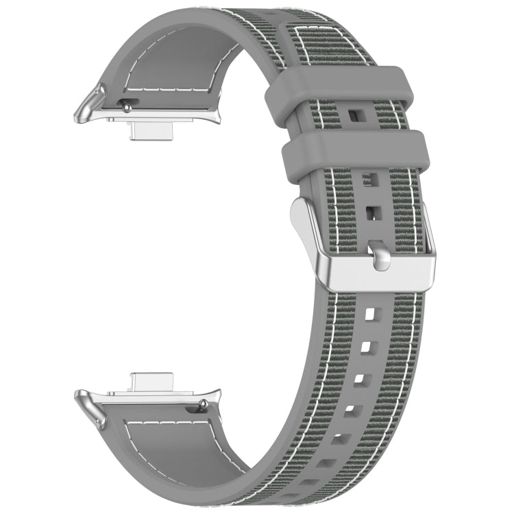 For Xiaomi Mi Band 8 Pro / Redmi Watch 4 Ordinary Buckle Hybrid Nylon Braid Silicone Watch Band(Grey)