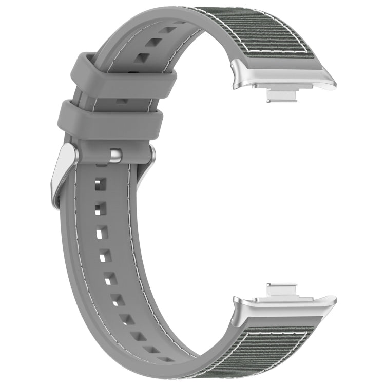 For Xiaomi Mi Band 8 Pro / Redmi Watch 4 Ordinary Buckle Hybrid Nylon Braid Silicone Watch Band(Grey)