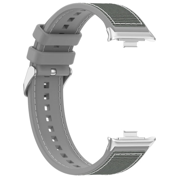 For Xiaomi Mi Band 8 Pro / Redmi Watch 4 Ordinary Buckle Hybrid Nylon Braid Silicone Watch Band(Grey)