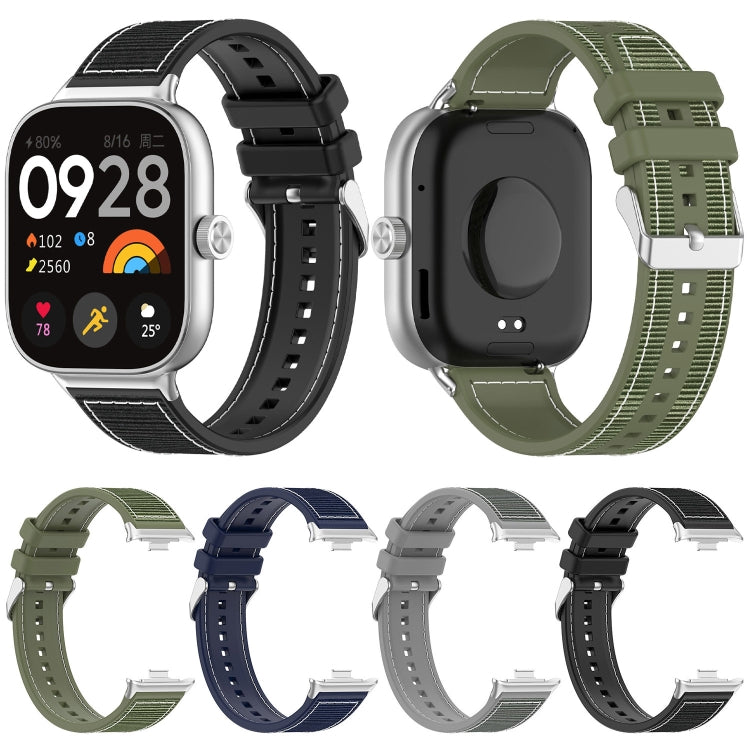 For Xiaomi Mi Band 8 Pro / Redmi Watch 4 Ordinary Buckle Hybrid Nylon Braid Silicone Watch Band(Grey)