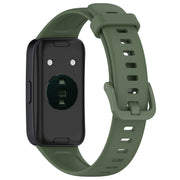 For Huawei Band 10 / 9 / 8 Solid Color Colorful Buckle Silicone Watch Band(Dark Green)