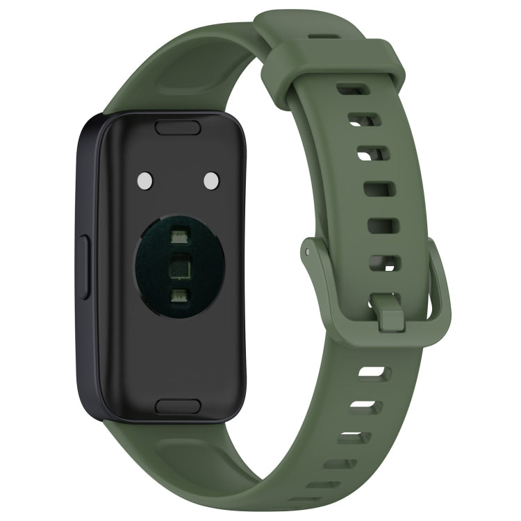 For Huawei Band 10 / 9 / 8 Solid Color Colorful Buckle Silicone Watch Band(Dark Green)