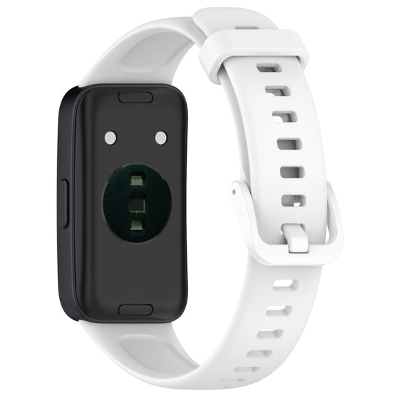 For Huawei Band 10 / 9 / 8 Solid Color Colorful Buckle Silicone Watch Band(White)