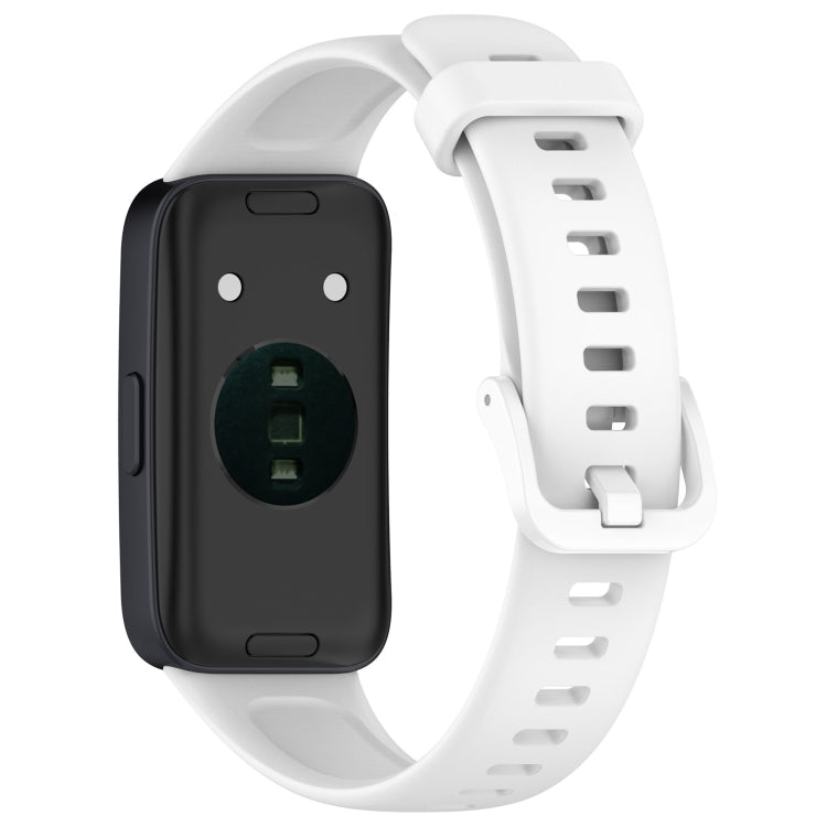 For Huawei Band 10 / 9 / 8 Solid Color Colorful Buckle Silicone Watch Band(White)