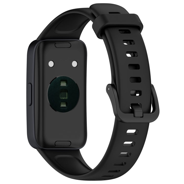 For Huawei Band 10 / 9 / 8 Solid Color Colorful Buckle Silicone Watch Band(Black)