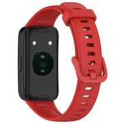 For Huawei Band 10 / 9 / 8 Solid Color Colorful Buckle Silicone Watch Band(Red)