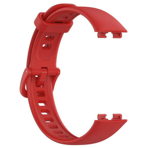 For Huawei Band 10 / 9 / 8 Solid Color Colorful Buckle Silicone Watch Band(Red)