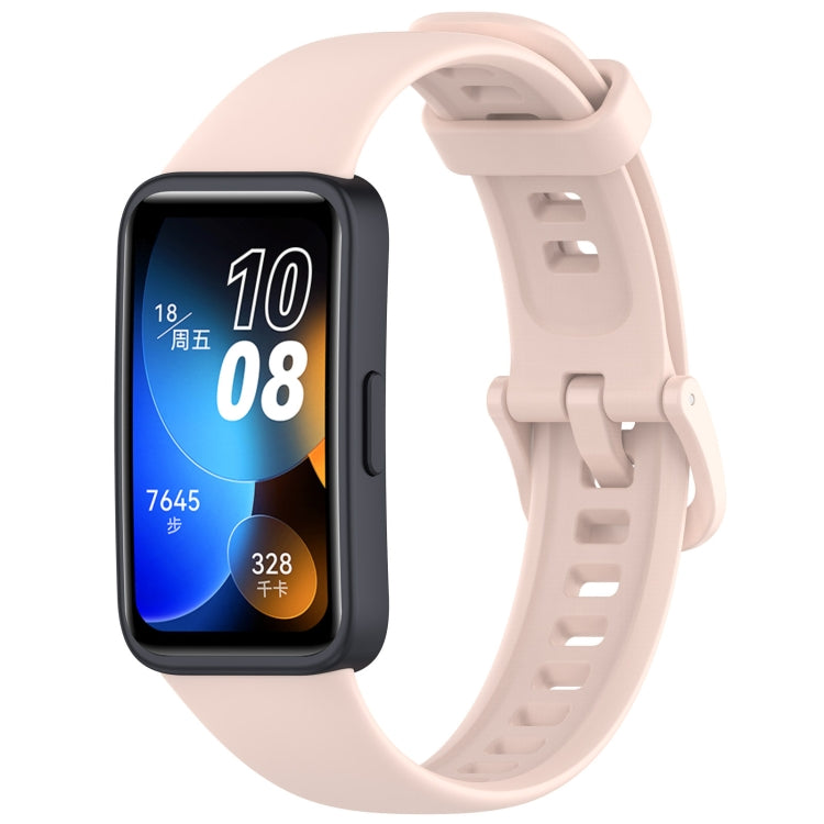 For Huawei Band 10 / 9 / 8 Solid Color Colorful Buckle Silicone Watch Band(Light Pink)