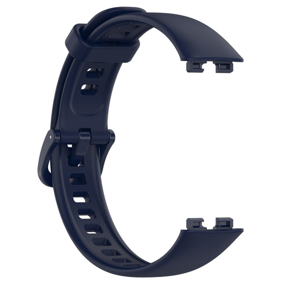 For Huawei Band 10 / 9 / 8 Solid Color Colorful Buckle Silicone Watch Band(Ink Blue)