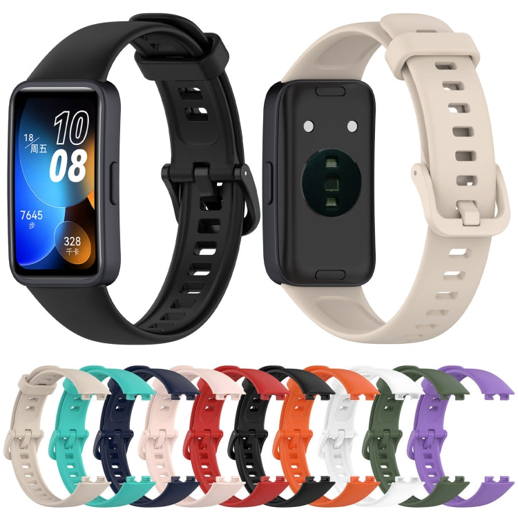 For Huawei Band 10 / 9 / 8 Solid Color Colorful Buckle Silicone Watch Band(White)