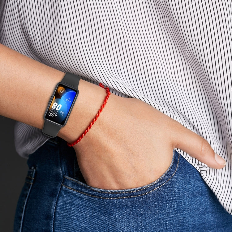 For Huawei Band 10 / 9 / 8 Solid Color Colorful Buckle Silicone Watch Band(Black)