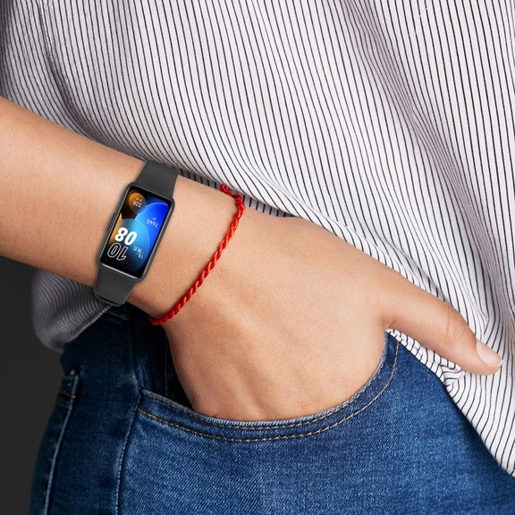 For Huawei Band 10 / 9 / 8 Solid Color Colorful Buckle Silicone Watch Band(Black)