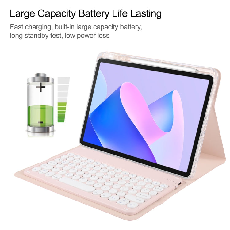For Huawei MatePad 11 2023 / 2021 Round Button Bluetooth Keyboard Rotatable Holder Leather Case(Rose Gold)