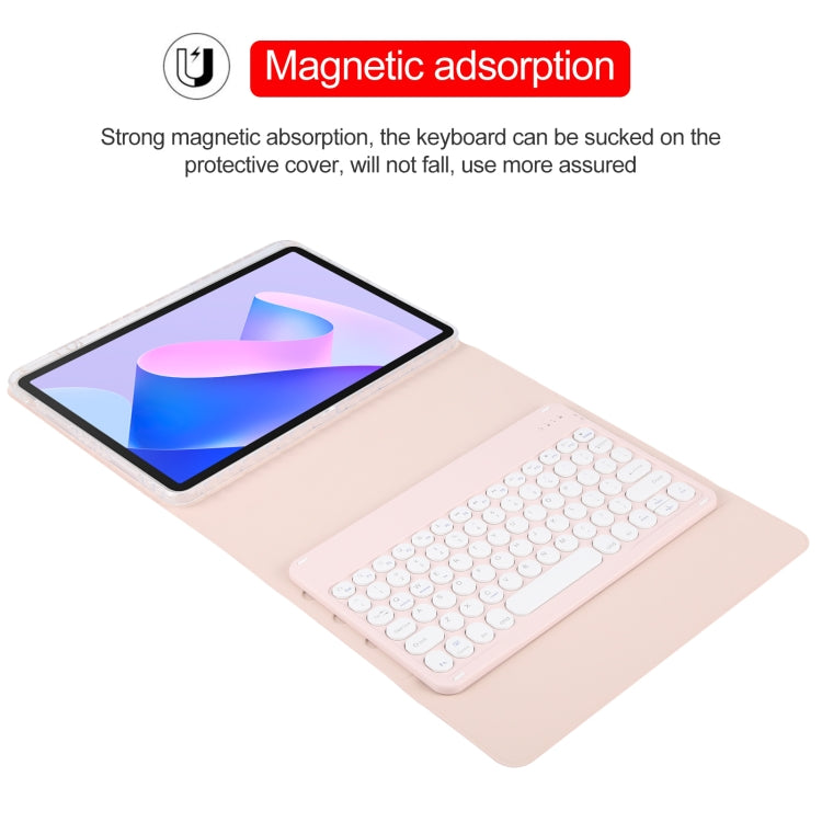 For Huawei MatePad 11 2023 / 2021 Round Button Bluetooth Keyboard Rotatable Holder Leather Case(Rose Gold)