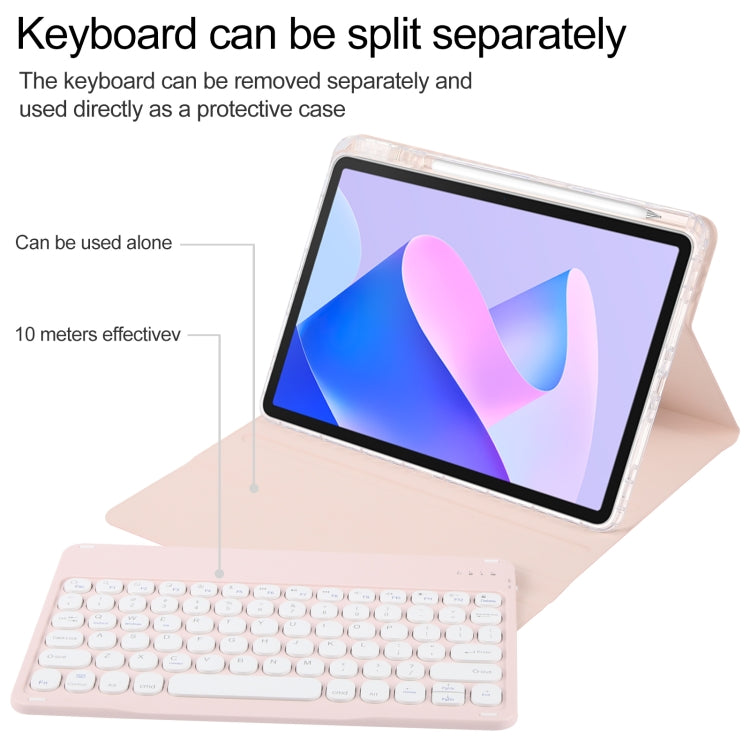 For Huawei MatePad 11 2023 / 2021 Round Button Bluetooth Keyboard Rotatable Holder Leather Case(Rose Gold)