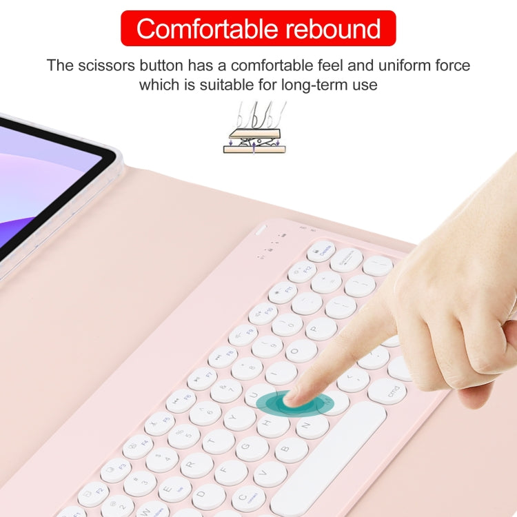 For Huawei MatePad 11 2023 / 2021 Round Button Bluetooth Keyboard Rotatable Holder Leather Case(Rose Gold)